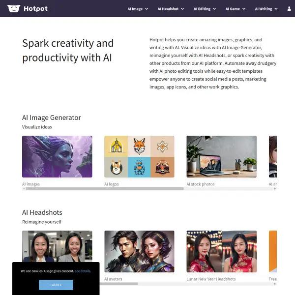 Hotpot.ai: AI image generator, AI headshots, and other AI tools to spark creativity and productivity
