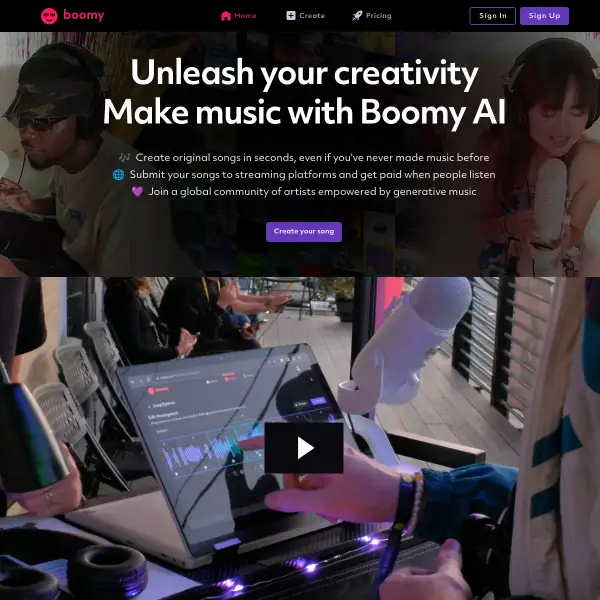 Boomy - Make Generative Music with Artificial Intelligence